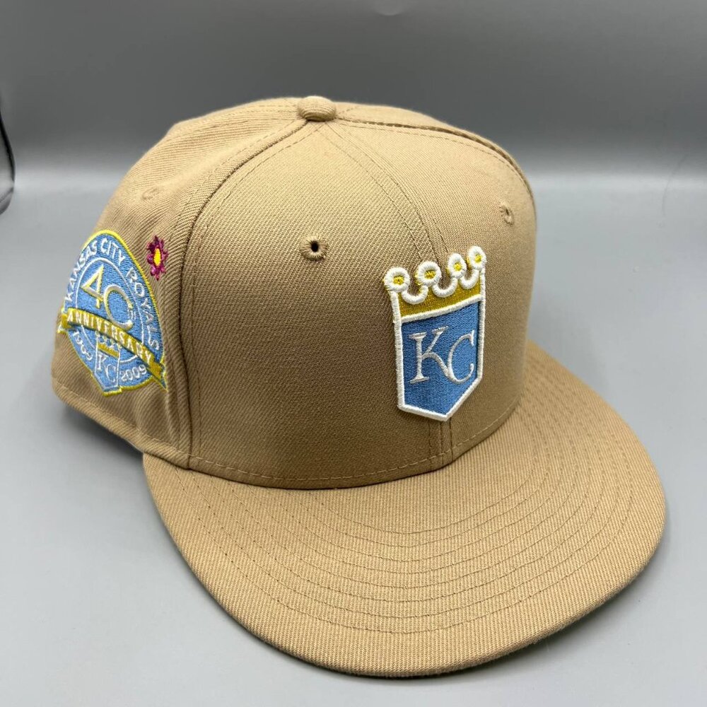 Kansas City Royals Hat Men 7 5/8 Brown Yellow 59Fifty New Era MLB Fitted Cap